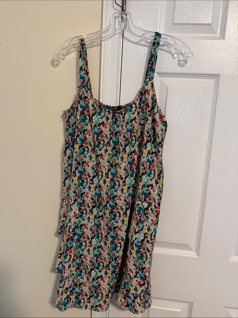 BeBop Floral Scoop Neck Camisole Dress in Teal, Coral, Navy